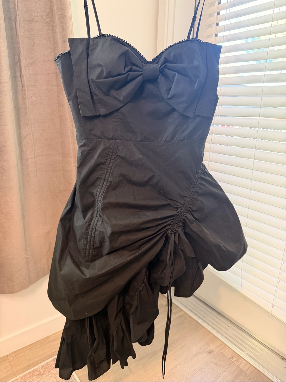 Mukzin Black Asymmetrical Bow Dress L Avant Garde Gothic Coquette - Picture 2 of 4